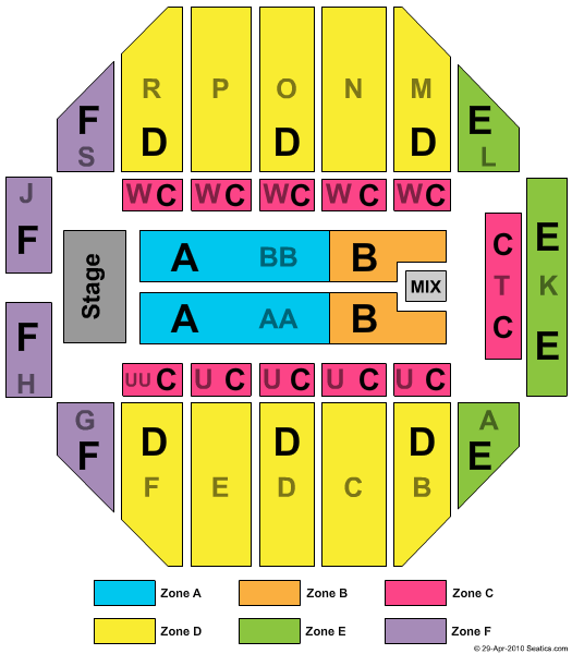 Sioux Falls Arena End Stage Zone Seating Chart